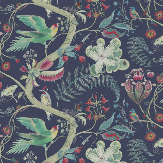 Linen Carolina Parakeets Prune 25B