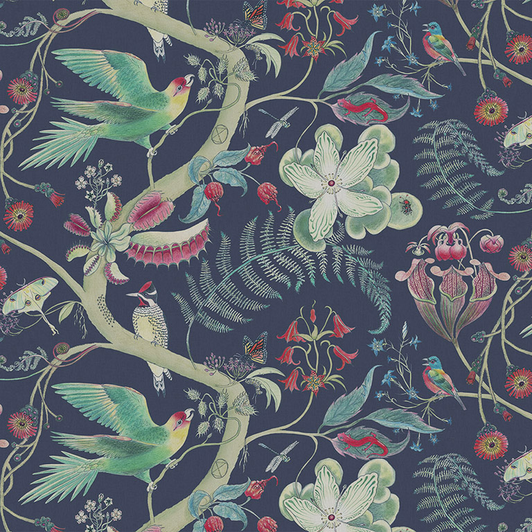 Linen Carolina Parakeets Prune 25B